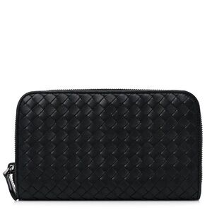 Bottega Veneta Nappa Intrecciato Zip Around Wallet Black